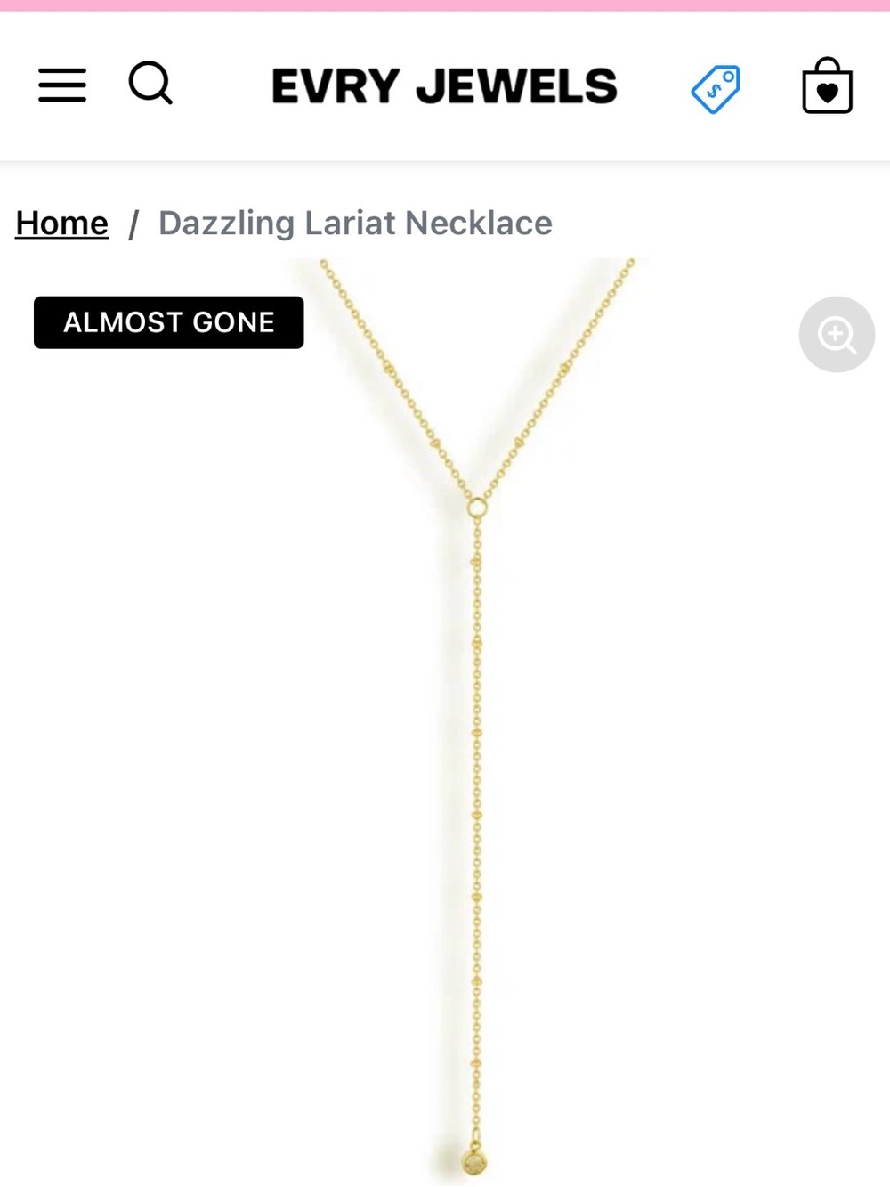 Dazzling Lariat Necklace - Gold